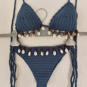 crochet bikini set, Brown bikini, (color 353), Sea Shells bikini, women swimwear, crochet bikini swimsuit