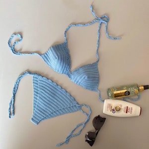 EXPRESS CARGO/ensemble bikini tendance couleur bleue 350 bikini au crochet, bikini au crochet en dentelle, maillots de bain pour femmes, maillot de bain bikini au crochet image 4