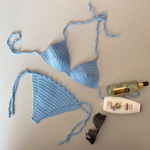 EXPRESS CARGO/ensemble bikini tendance couleur bleue 350 bikini au crochet, bikini au crochet en dentelle, maillots de bain pour femmes, maillot de bain bikini au crochet image 2