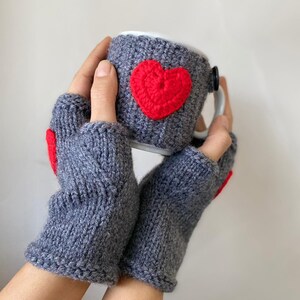 Heart gloves, Valentine&#39;s Day crochet gloves, Fingerless gloves, handmade gloves, /Winter Accessories /Women /WORLDACCESSORY