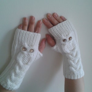 discount sale White Owl Hand-Knitted Fingerless Gloves/Winter Accessories /Women Gloves Winter Gloves/WORLDACCESSORY