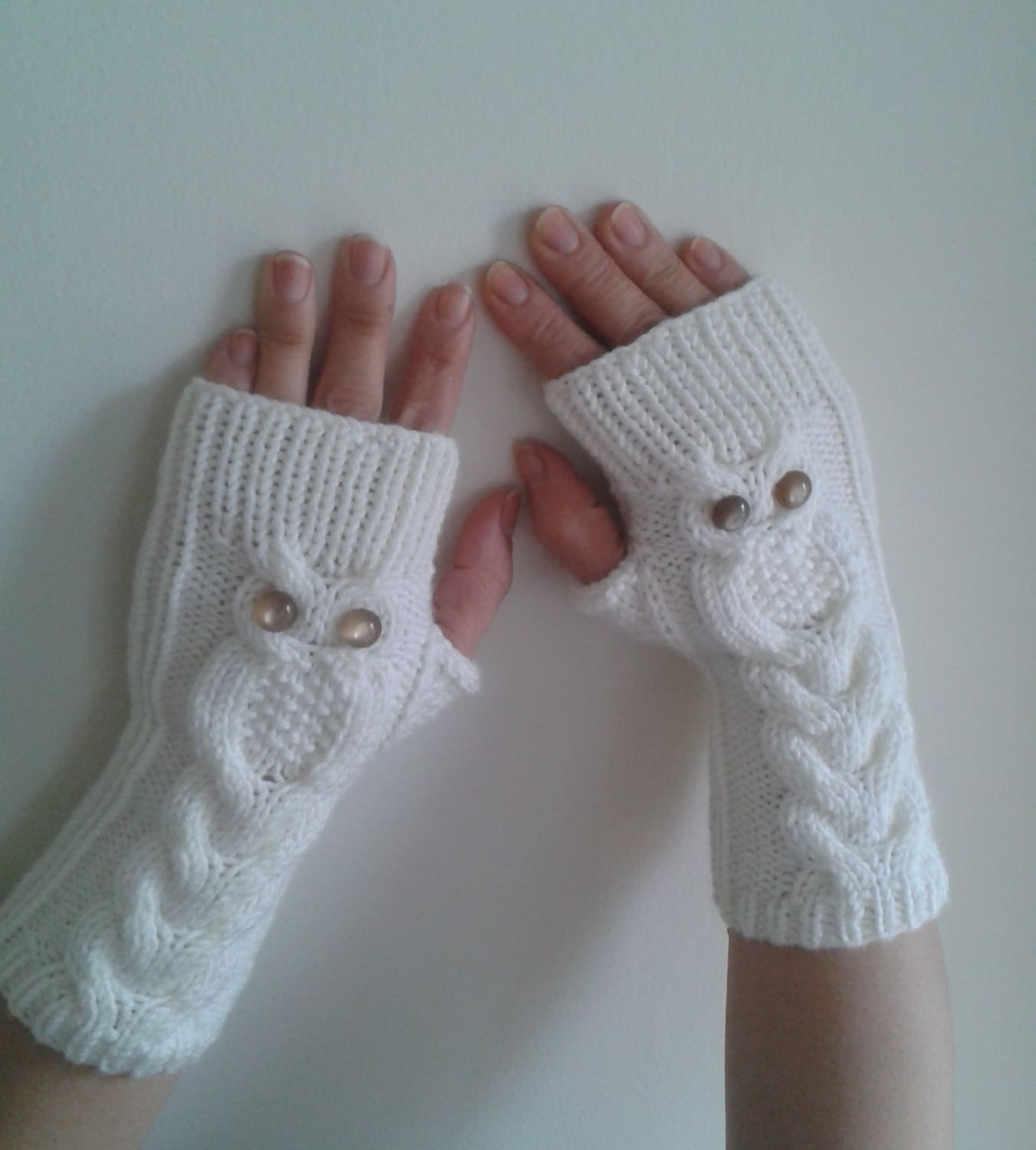 discount sale White Owl Hand-Knitted Fingerless Gloves/Winter Accessories /Women Gloves Winter Glove