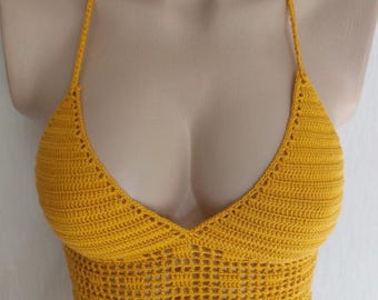 bustier, crochet bustier, yellow bustier, (color 488), Sea Shells bustier, women swimwear, crochet bustier swimsuit