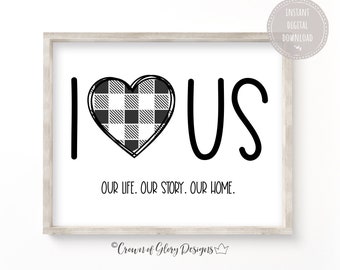 I Love Us Print, Valentines Day Printable, Love Sign, Love Print, Valentine Wall Art, Love Heart Sign, Farmhouse Decor, Instant Download