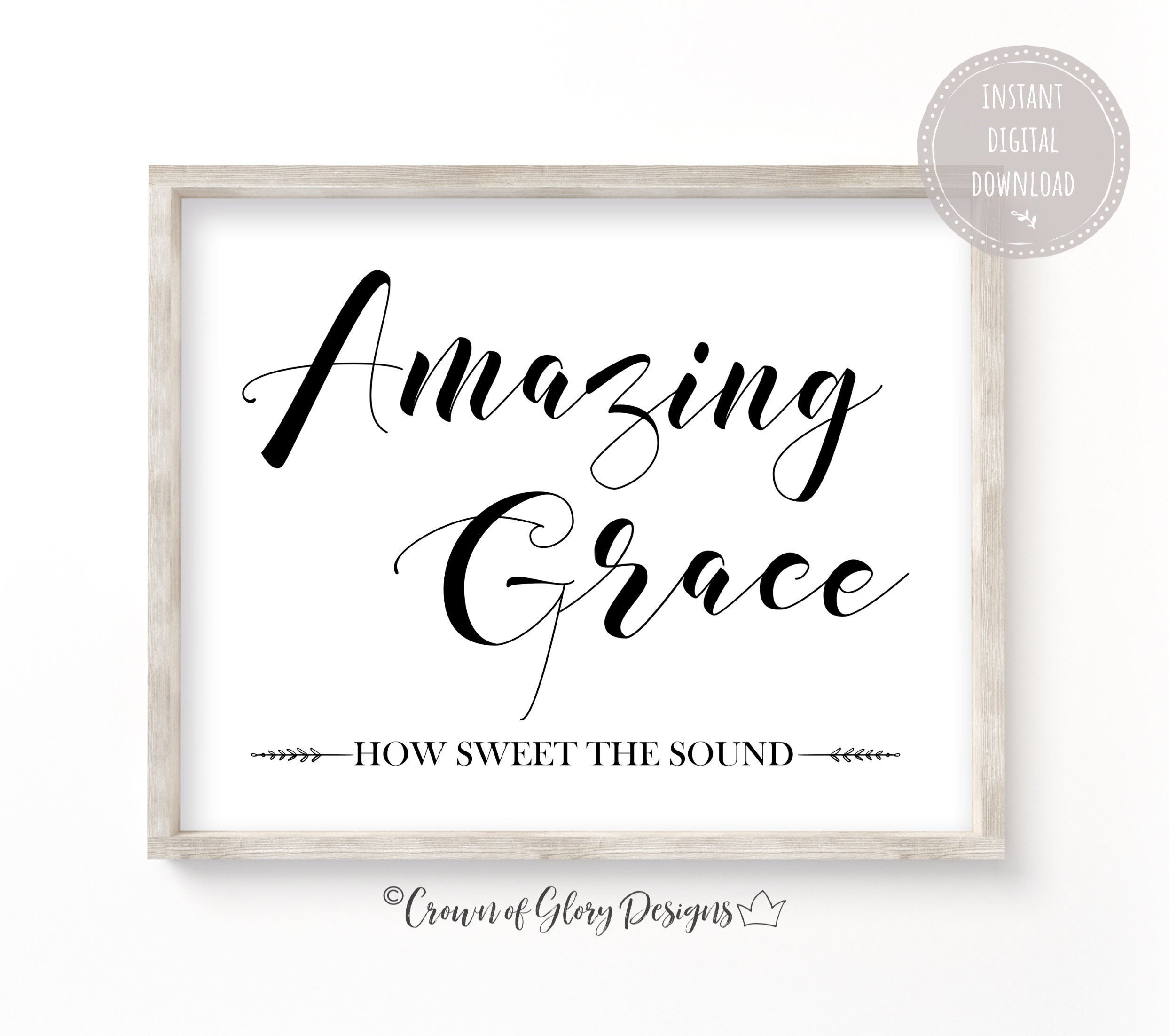 Amazing Grace Printable Wall Art Amazing Grace Hymn Print - Etsy España