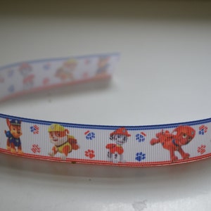 Paw Dogs Puppies 7/8 inch Chase Skye Rocky Zuma Rubble Boy Patrol All Pups Sitting Running Grosgrain Ribbon on White Background