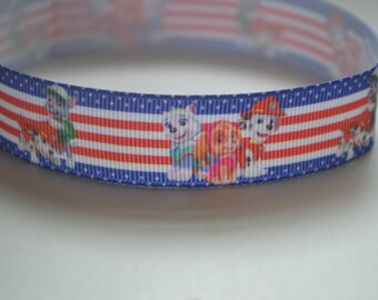 Paw Dog Puppies  7/8-inch Everest Red White and Blue Patrol and Skye Grosgrain Ribbon