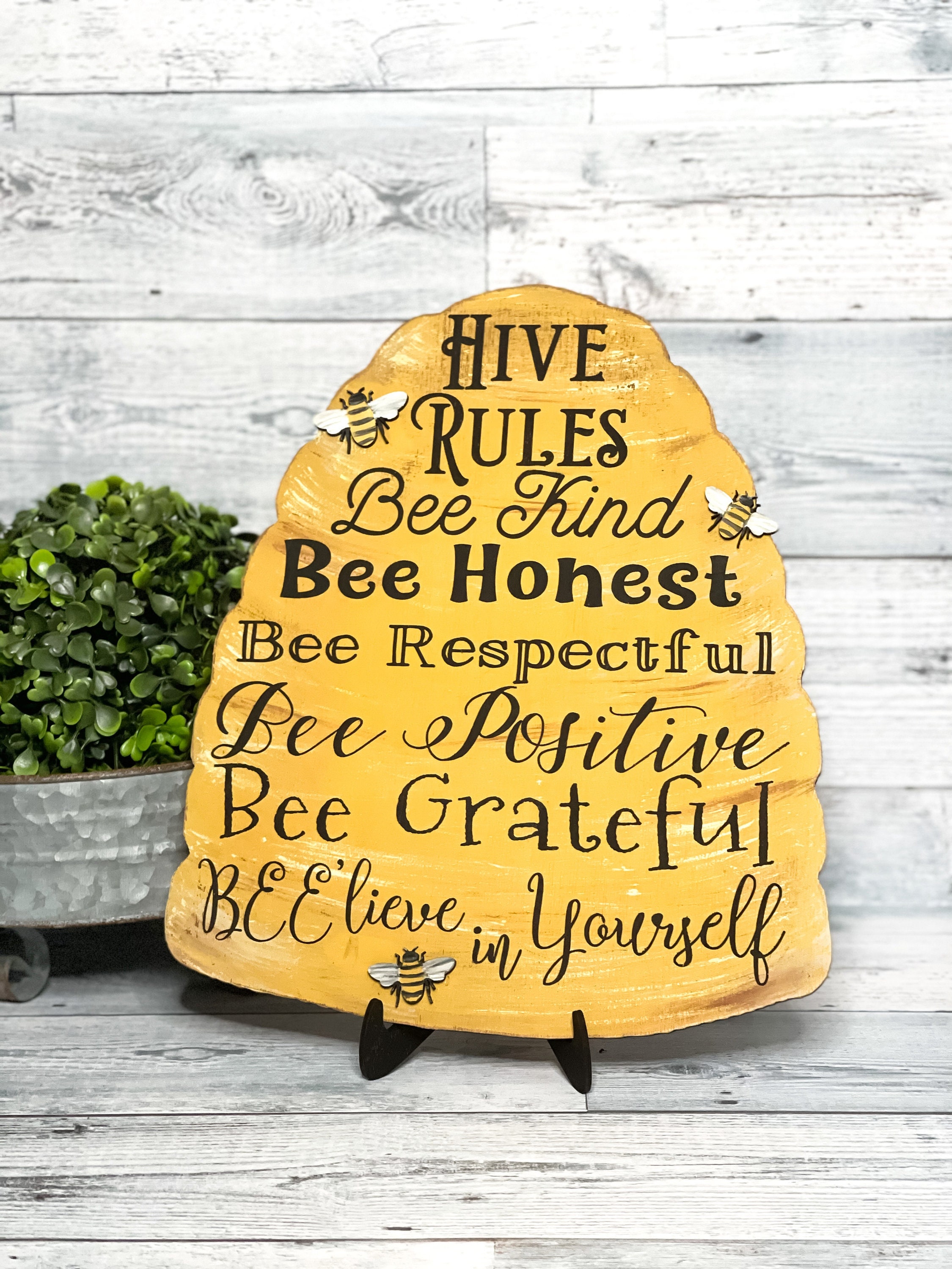 Hive Rules Bee Hive Sign Bee Decor Home Decor 3D Signs | Etsy