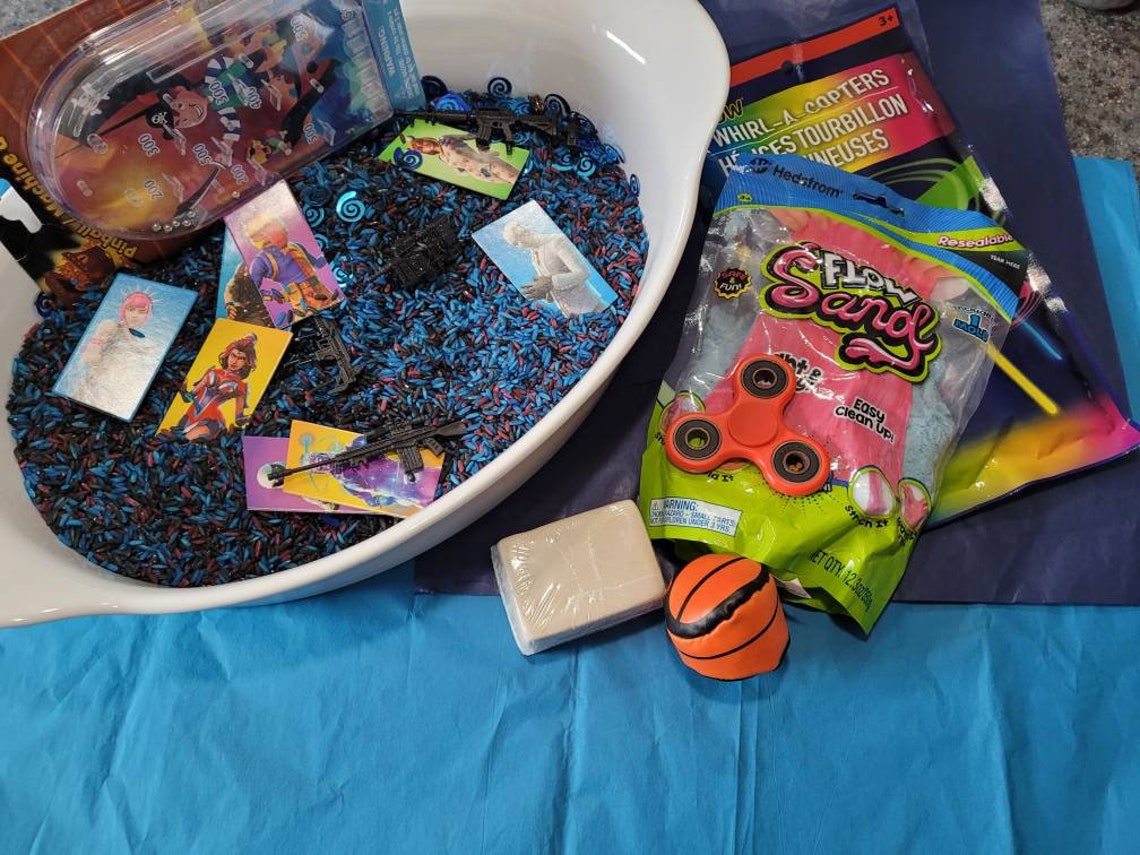 Fortnight Sensory Rice and Fidget Bin Pretend Play Fidget Etsy