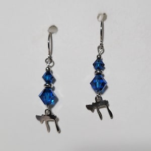 Chai (for life) Silver & Capri Blue Austrian Crystal Earrings - g0483e12