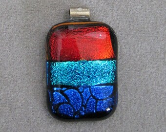 Fused DIchroic Glass & Sterling Silver Pendant - g0520d14