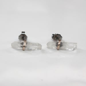 Earring Stud Crystal Quartz Jewelry Natural Gemstone Hypoallergenic Sensitive Skin Titanium Earring Crystal lover gift for her Gold