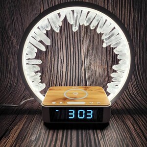 Crystal Halo Light Wireless Charger Clock and Alarm