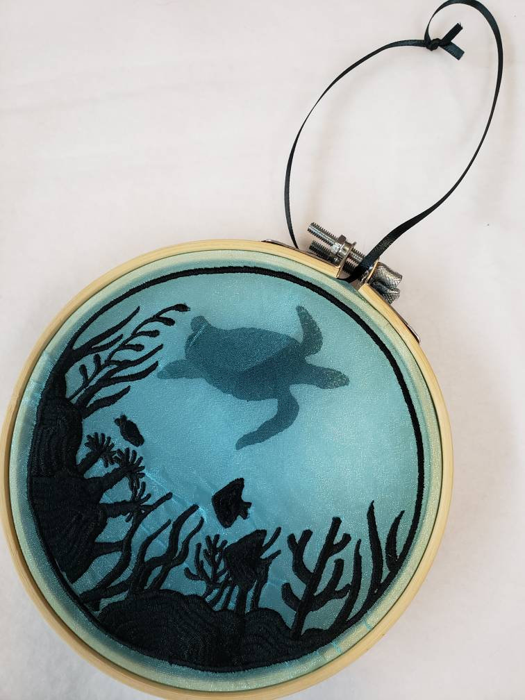 Ocean Sea Turtle Shadowbox Ornament or Wall or Window Decor