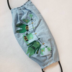 Leprechaun Clothes Clothesline  embroidered face mask