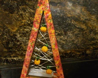 Autumn Colors and Pumpkins Small Lit Tree
