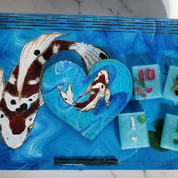 Koi Fish Pond Theme Rummikub Set and Wood Box