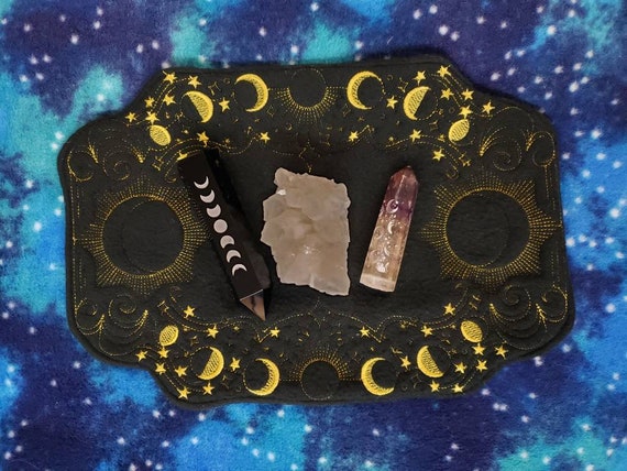 Gold Moon Phases Crystal Charger Mat or Display or Centerpiece