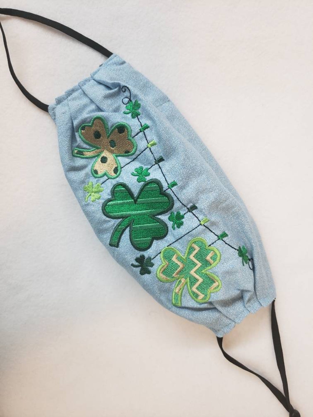 Shamrock Four Leaf Clover Clothesline Embroidered Face Mask - Etsy