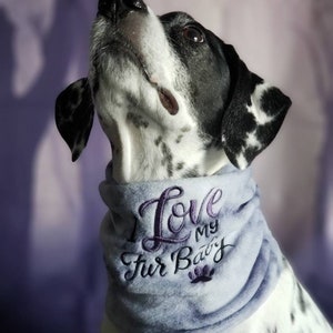 I Love My Fur Baby Embroidered Dog Scarf or Snood
