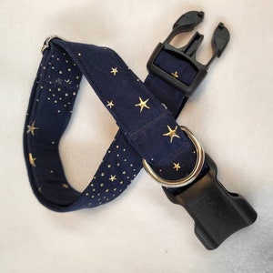 Starry Night Metallic Raised Stars Collar and Leash - MULTIPLE SIZES AVAILABLE