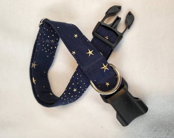 Starry Night Metallic Raised Stars Collar and Leash - MULTIPLE SIZES AVAILABLE