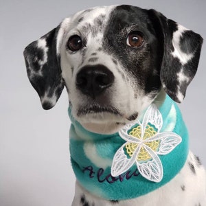 Aloha Plumaria Tropical Embroidered Dog Scarf or Snood