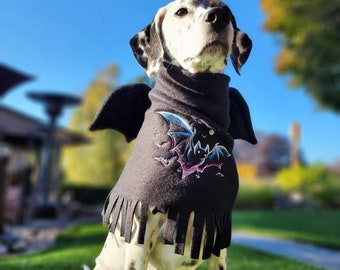 Bat Embroidered Dog Costume Scarf or Snood