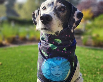 Haunted Mansion Leota Inspired Fleece Dog Embroidered Dog Scarf or Snood