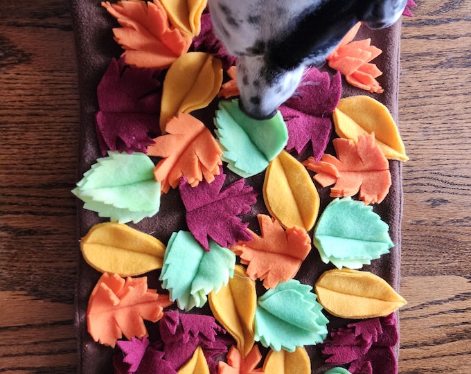 Autumn Leaves Personalized Snuffle Dog Feeding Mat