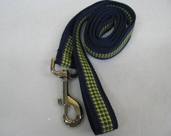 GLOW in the DARK Gold and Blue Houndstooth Dog Leash