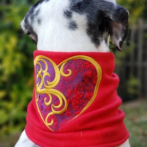 Be My Valentine Heart Embroidered Dog Scarf or Snood