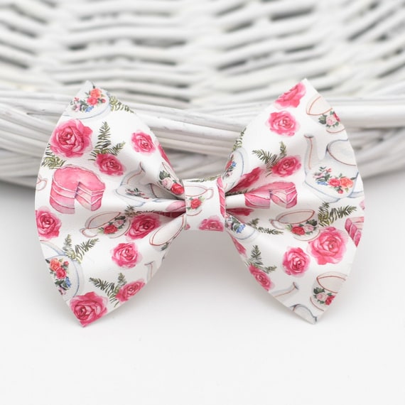 Tea Party Hair Bow Tea Cup Hair Bow Tea Party Hair Clip Etsy