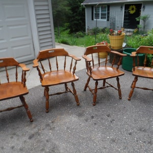 Four Vintage Ethan Allen Captain Old Tavern Pub Chairs 10 6031