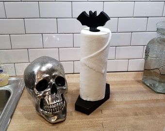 Bat Coffin Paper Towel Holder Handmade Vampire Goth Halloween Kitchen Macabre Décor