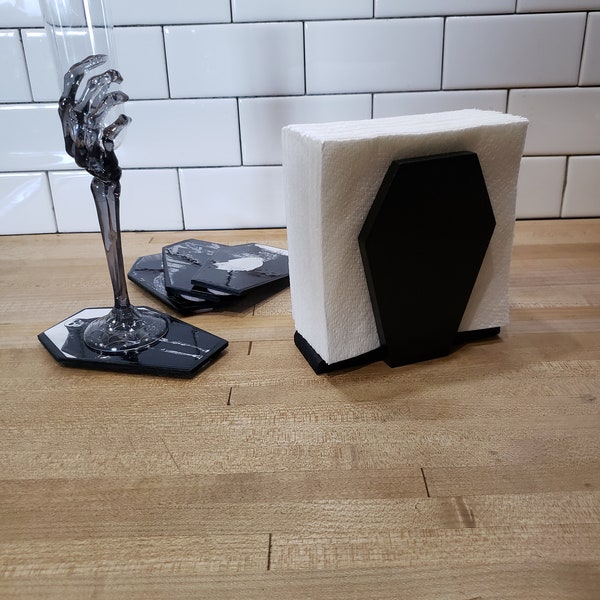 Coffin Napkin Holder Handmade Vampire Goth Halloween Table Décor New Improved Design