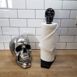 Grande porta-toalhas de papel de caixão de caveira de cerâmica artesanal vampiro gótico halloween cozinha decoração macabra