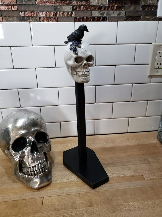 Large Skull With Raven Coffin Paper Towel Holder Handmade Vampire Goth  Halloween Kitchen Macabre Décor 