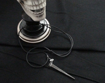 Sir William W.  Coffin Nail & Quartz Crystal Necklace Vampire Goth Halloween