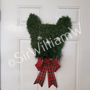 French Bulldog Wreath Frenchie Dog Christmas  head bust Indoors / outdoor