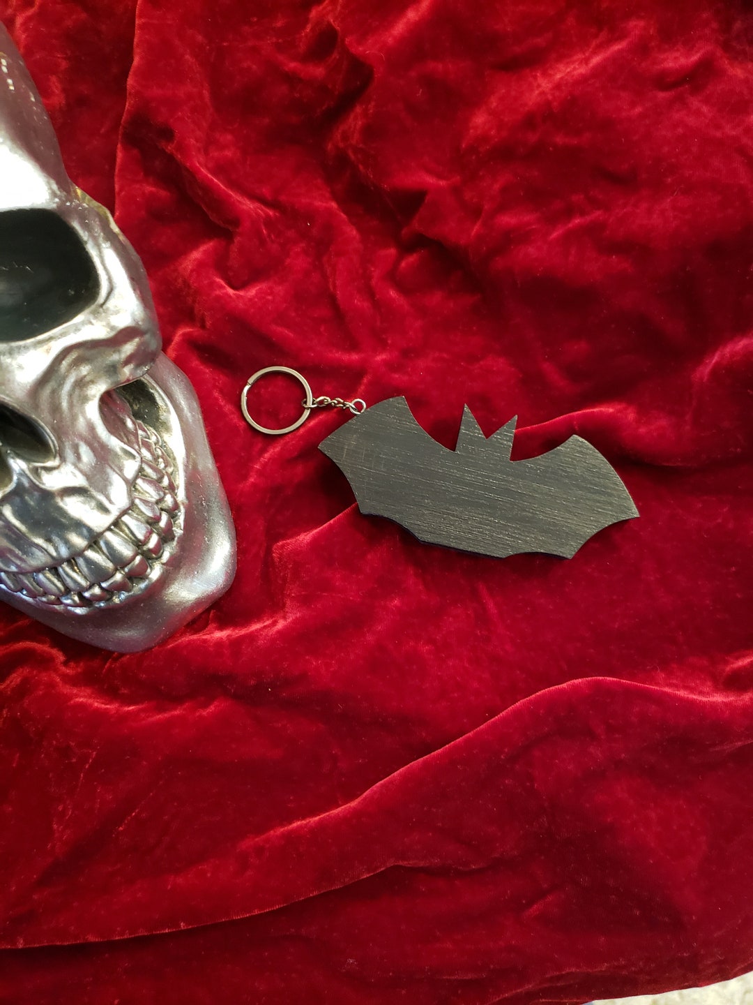 Wooden Goth Bat Keyring Handmade - Etsy