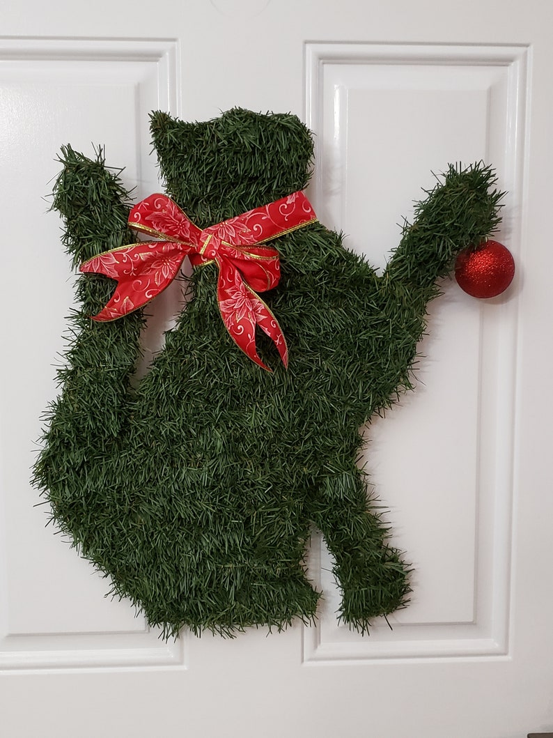 Cat Christmas Wreath Kitty X-mas Handmade | Etsy