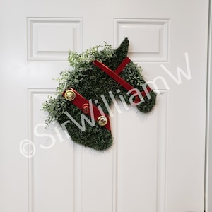 手作り馬のリース クリスマス Xマス 屋内/屋外 農場 牧場 装飾 ポニー 胸像