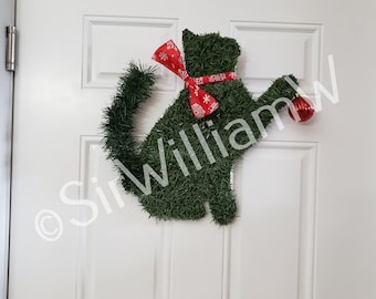 Cat Christmas Wreath Kitty X-mas Handmade