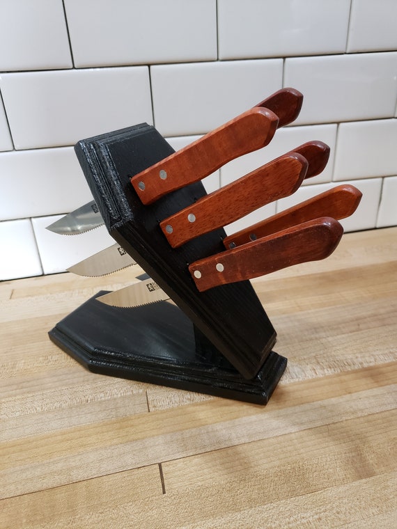 Coffin Steak Knife Block Solid Hardwood 6 Wood Handle Knifes Included Gothic  Goth Horror Graveyard Creepy Knife Holder Wood Knives 
