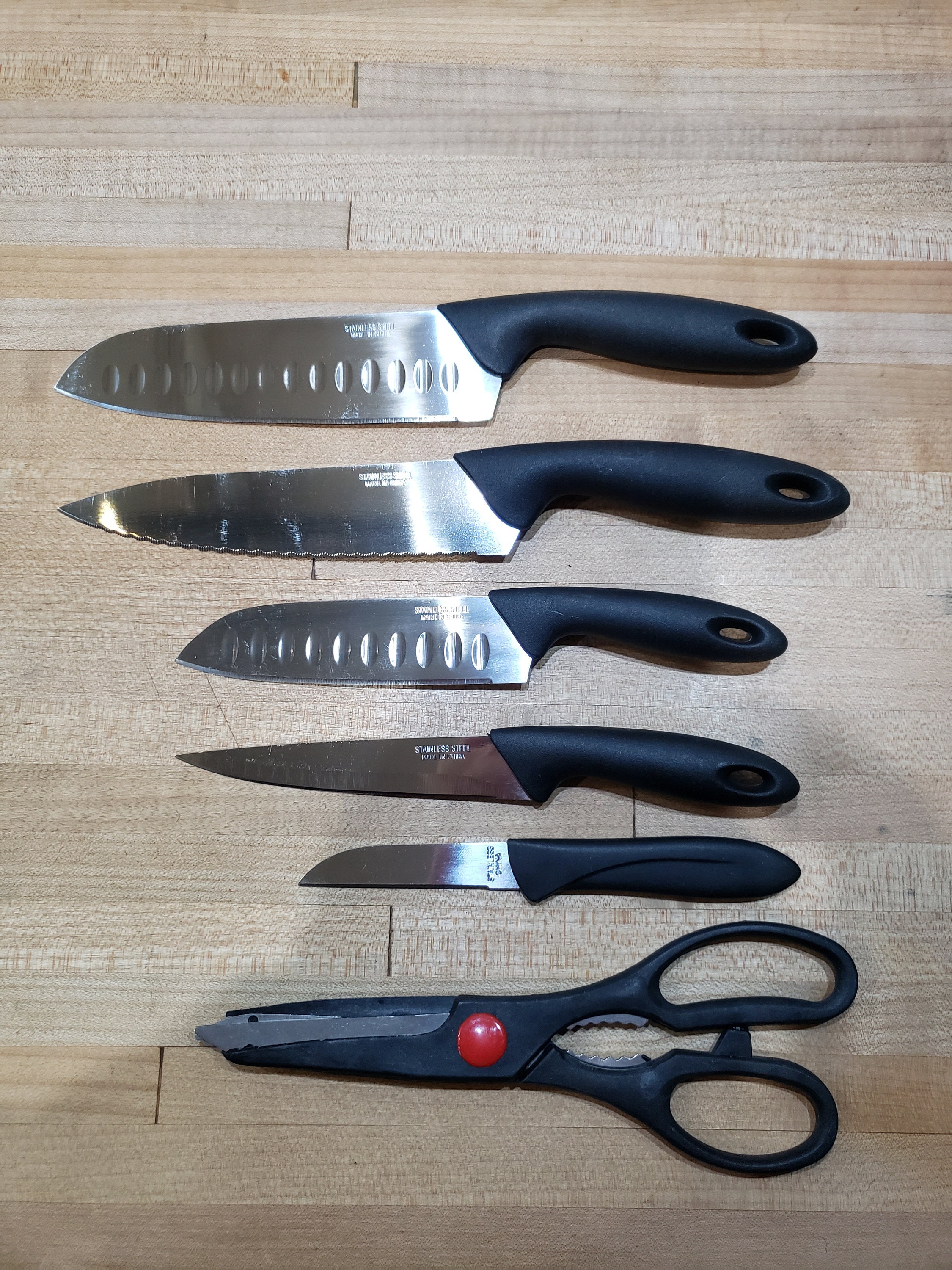 Bat Kitchen Knife Block Solid Hardwood 5 Knifes & Scissors Included If  Purchased Knife Holder 