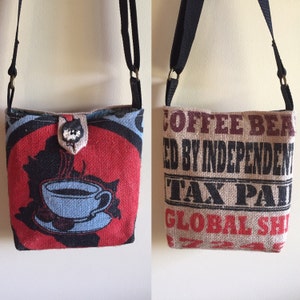 Burlap cross body bag coffee bag purse image 1