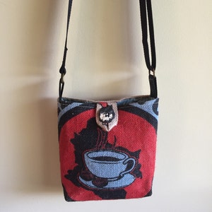 Burlap cross body bag coffee bag purse image 2