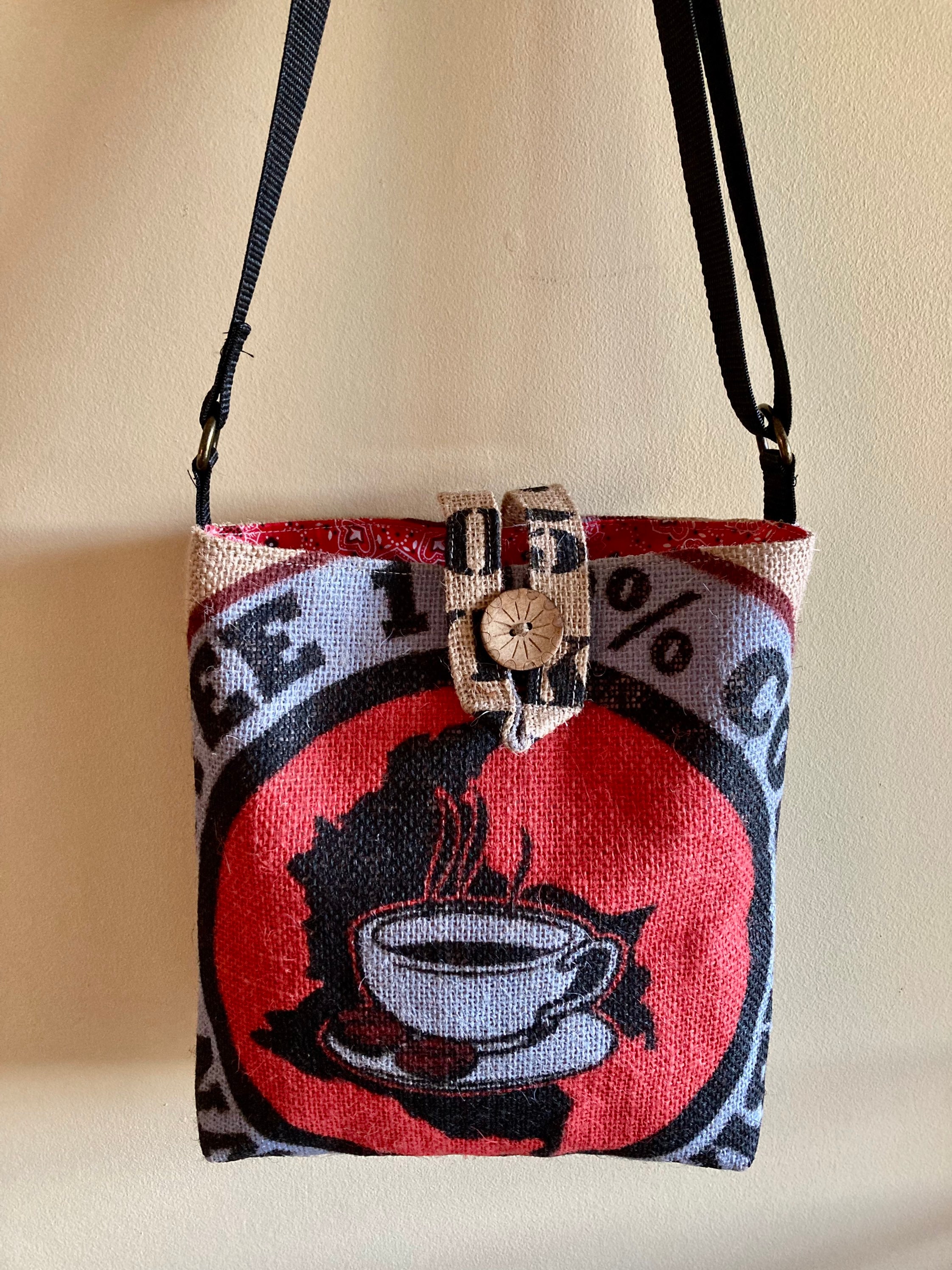 Burlap Cross Body Bag Coffee Bag Purse Etsy