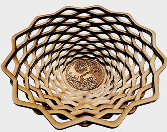 Bundle: 8 Stacked 12-point Laser Cut Basket Designs.  SVG, DXF, PDF formats for Laser Cutter.  1 Basket Shape & 8 Different engrave options.